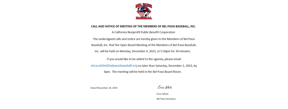 December Open Board Meeting