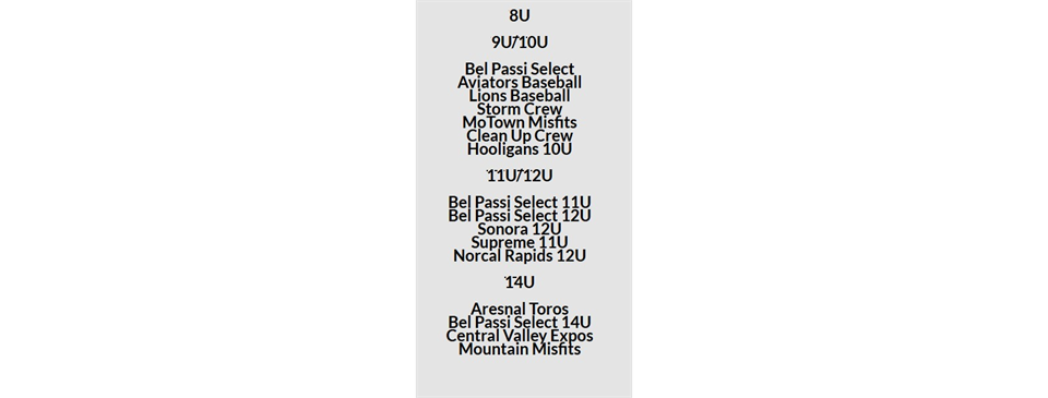 Come As You Are League - Teams Coming